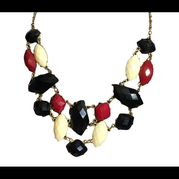 New York & Co. Necklace and bracelet combo set red black cream tan - Picture 5 of 8